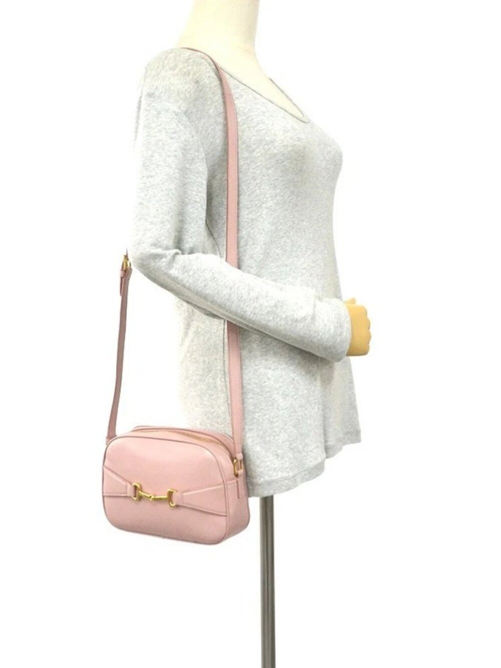 CELINE Shoulder Bag Pink Leather/Goldtone